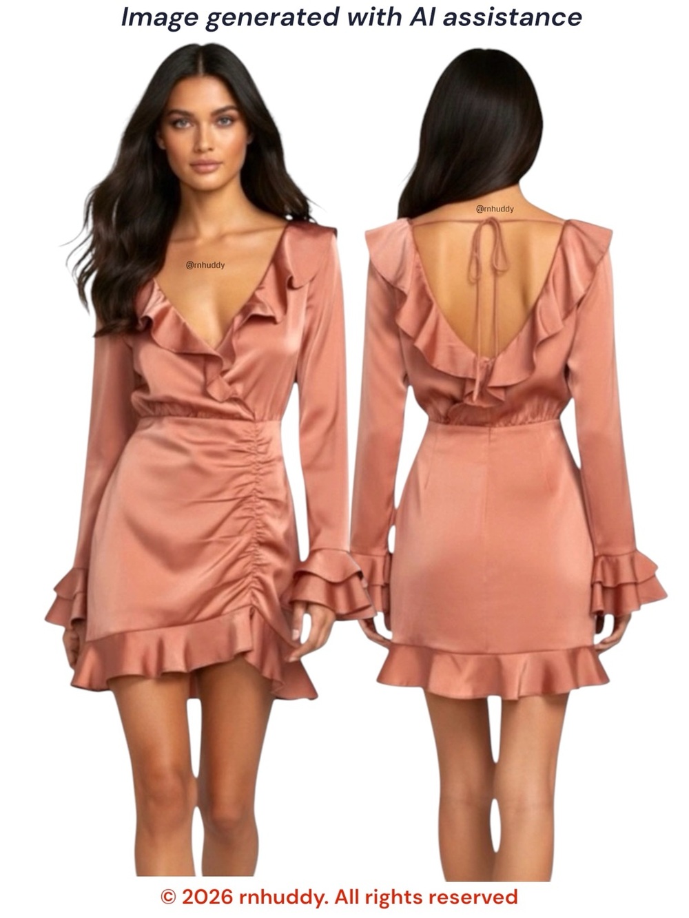 Majorelle M Nelly terracotta brown satin Mini Dress